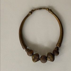Statement Choker, Metal and Wood Beads
